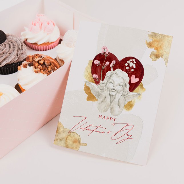 Cartão De Festividades Namorados Vintage Cupid Angel (Criador carregado)