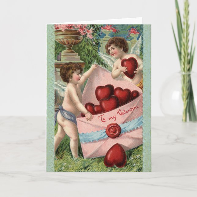 Cartão De Festividades Namorados Vintage Cupids (Frente)