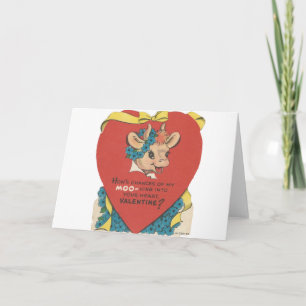 Cartão De Festividades Namorados "Vintage Moo"