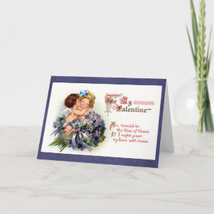 Cartão De Festividades Namorados vitoriano "A Felicidade dos Beijos" Cupí