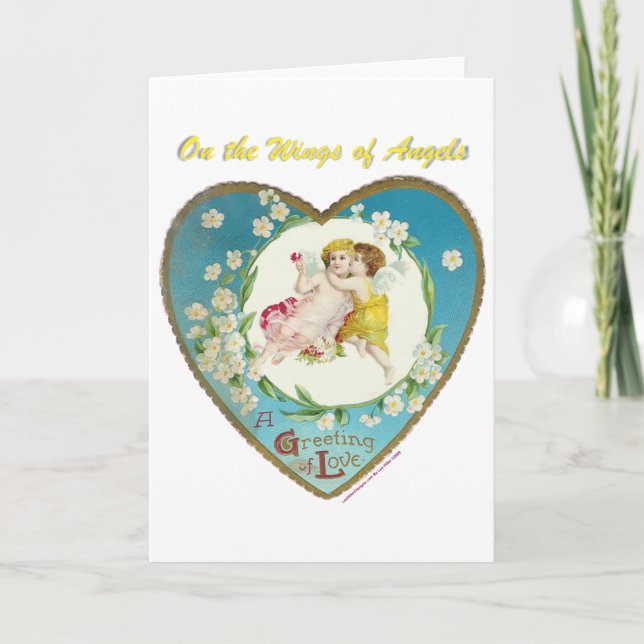 Cartão De Festividades Namorados Vitoriano sobre os Anjos dos Dons dos An (Frente)