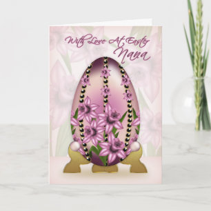 Cartão De Festividades Nana Easter Card With Decorated Egg And Daffodils
