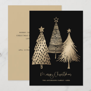 Cartão De Festividades Não Foto da Árvore de Natal Dourada elegante