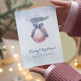 Cartão De Festividades Não Foto de Natal do Ornament do Floco de Neve Ros