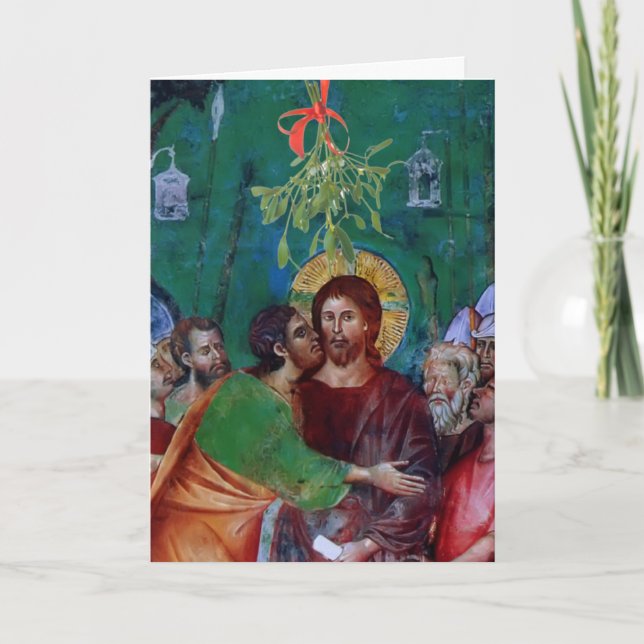 Cartão De Festividades Não obtenha travado sob o visco (Frente)