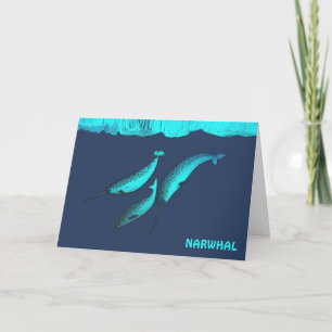 Cartão De Festividades Narwhal Sob O Gelo