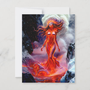 Cartão De Festividades "Nascer do Inferno" - Retrato da Mulher Vulcânica