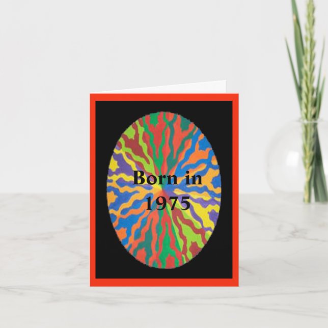 Cartão De Festividades Nascer em 1975 Fatos divertidos de aniversário sob (Frente)