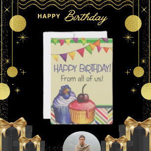 Cartão De Festividades Nascimento de Desenho de Vintagem Chic Simples