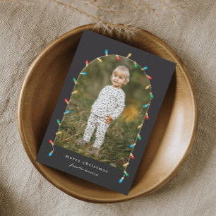 Cartão De Festividades Natais vintages acende o arco de fotos