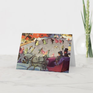 Cartão De Festividades Natais vintages, Amor e Romance Sleigh