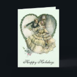 Cartão De Festividades Natais vintages, Amor Vitoriano e Romance<br><div class="desc">O dom do amor. O dom da paz. O dom da felicidade. Que todas estas sejam suas no Natal. Fácil de personalizar este cartão de Natal para personalizar com sua própria mensagem de feriado, ou simplesmente adicionar seus nomes. Imagem de romance e amor com ilustração vítrea com um casal vitoriano...</div>