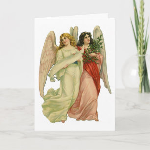 Cartão De Festividades Natais vintages, Anjo Vitoriano Antigo Cortado