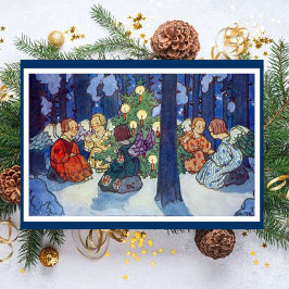 Cartão De Festividades Natais vintages anjos na floresta