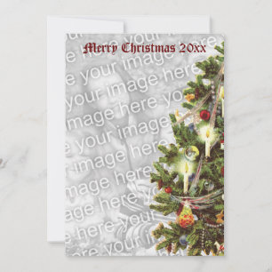 Cartão De Festividades Natais vintages, Árvore Vitoriana Decorada