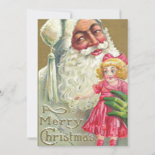 Cartão De Festividades Natais vintages assustadores Papais noeis segurand