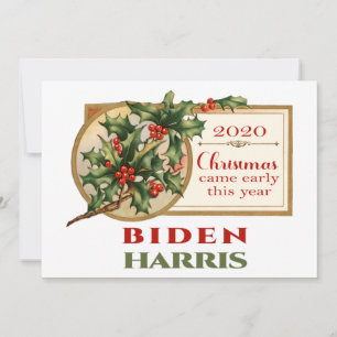 Cartão De Festividades Natais vintages Biden/Harris 2020 Floral