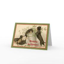 Natais vintages Cães de Dachshund agudos vitoriano