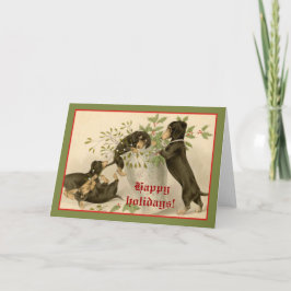 Cartão De Festividades Natais vintages Cães de Dachshund agudos vitoriano