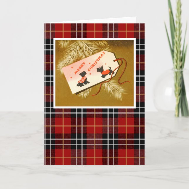 Cartão De Festividades Natais vintages - Caninos Terrier (Frente)