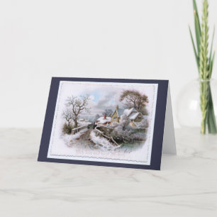 Cartão De Festividades Natais vintages Cena de inverno