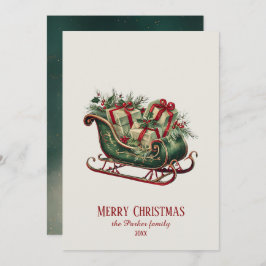 Cartão De Festividades Natais vintages com presentes e verde