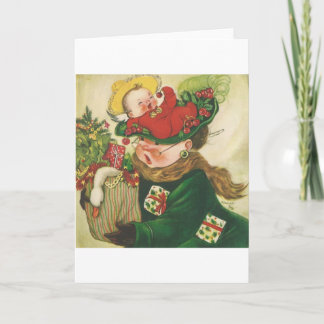 Cartão De Festividades Natais vintages Comprando Loucura