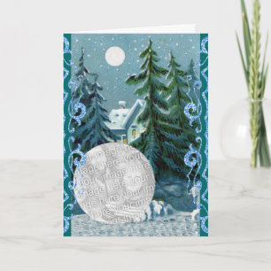 Cartão De Festividades Natais vintages de Fotografia Personalizados com L