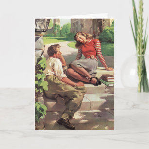 Cartão De Festividades Natais vintages, Estudantes de Amor e Romance