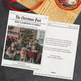 Cartão De Festividades Natais vintages Família de Fotos de Jornais Saudaç