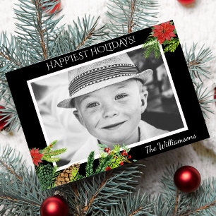 Cartão De Festividades Natais vintages Festivos Botanicals Férias Foto