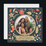 Cartão De Festividades Natais vintages Foto da Família Botânica<br><div class="desc">Cartão postal de Natal da família pastel mínimo</div>