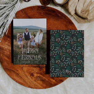 Cartão De Festividades Natais vintages Foto Vertical Botânica