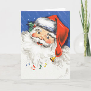 Cartão De Festividades Natais vintages, Jolly Papai Noel com Música