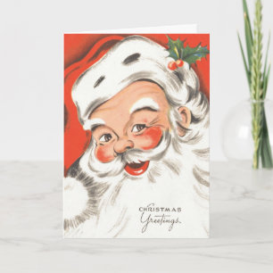 Cartão De Festividades natais vintages, Jolly Papai Noel com um Sorriso