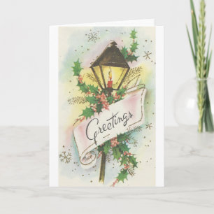 Cartão De Festividades Natais vintages Lamp Posto