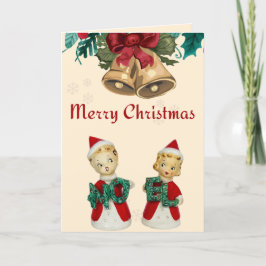 Cartão De Festividades Natais vintages Noel Angel Saudação