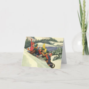 Cartão De Festividades Natais vintages Obrigado