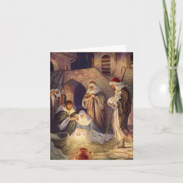 Cartão De Festividades Natais vintages Obrigado (Frente)