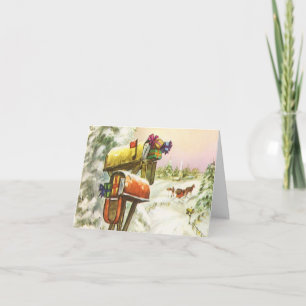 Cartão De Festividades Natais vintages Obrigado