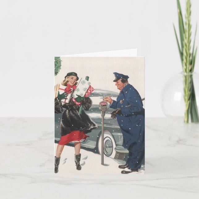 Cartão De Festividades Natais vintages Obrigado (Frente)