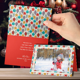 Cartão De Festividades Natais vintages Ornaments Foto dobrada