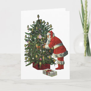 Cartão De Festividades Natais vintages, Papai Noel com Presentes