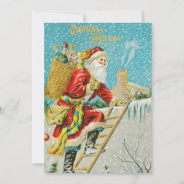 Cartão De Festividades Natais vintages Papai Noel e presentes inverno