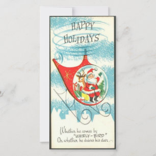 Cartão De Festividades Natais vintages Papai Noel Em Helicóptero