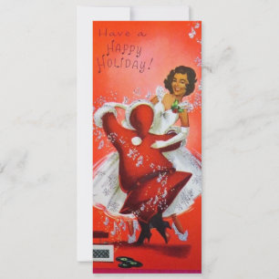 Cartão De Festividades Natais vintages Papais noeis Dançando Com Mulheres