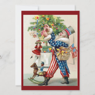 Cartão De Festividades Natais vintages Papais noeis Tio Sam Decorting Tre