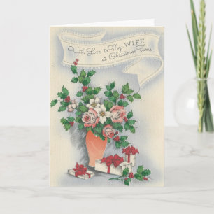 Cartão De Festividades natais vintages Para Minha Esposa