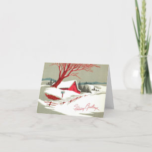 Cartão De Festividades Natais vintages Red Barn