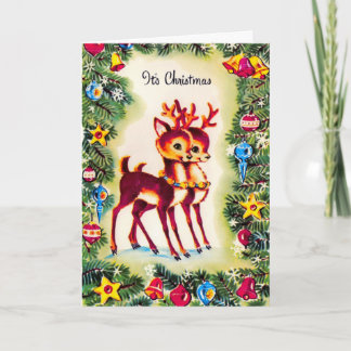 Cartão De Festividades Natais vintages Reindeer
